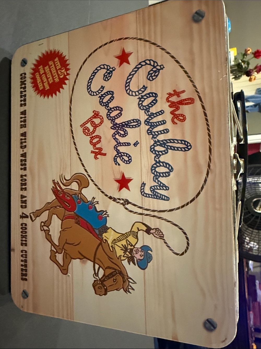 Barnes & Noble  Cowboy tin Cookie Kit - Blue, Red, Tan, Brown